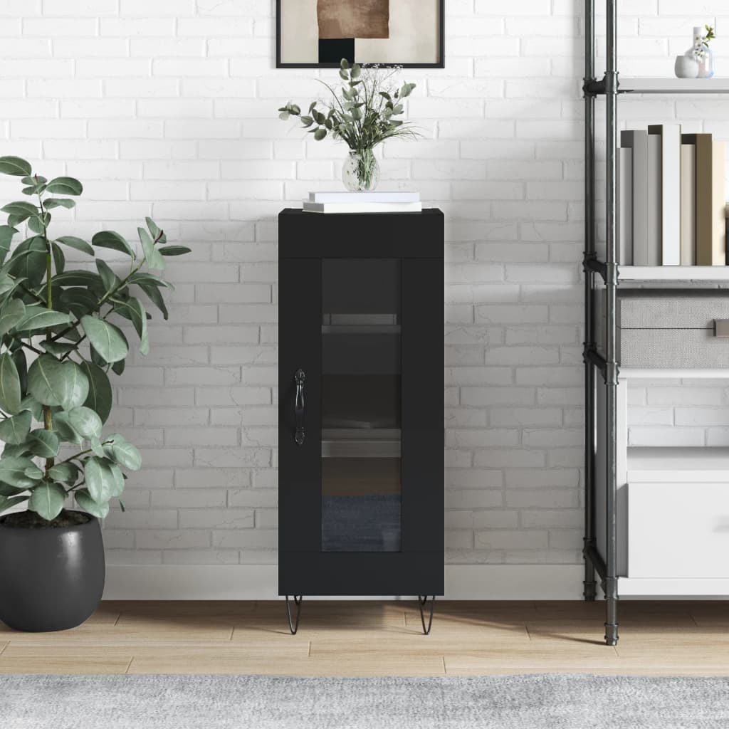 Skjenk svart 34,5x34x90 cm konstruert tre