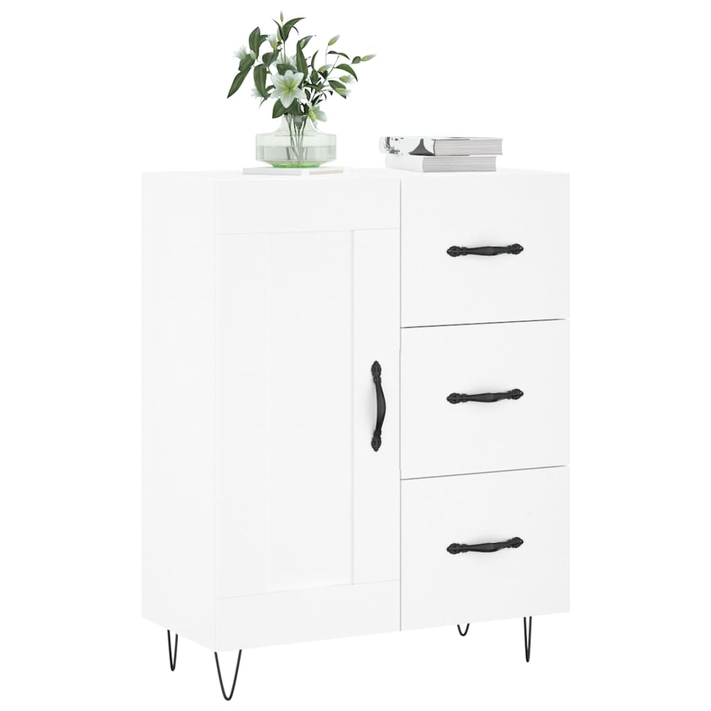 Skjenk hvit 69,5x34x90 cm konstruert tre