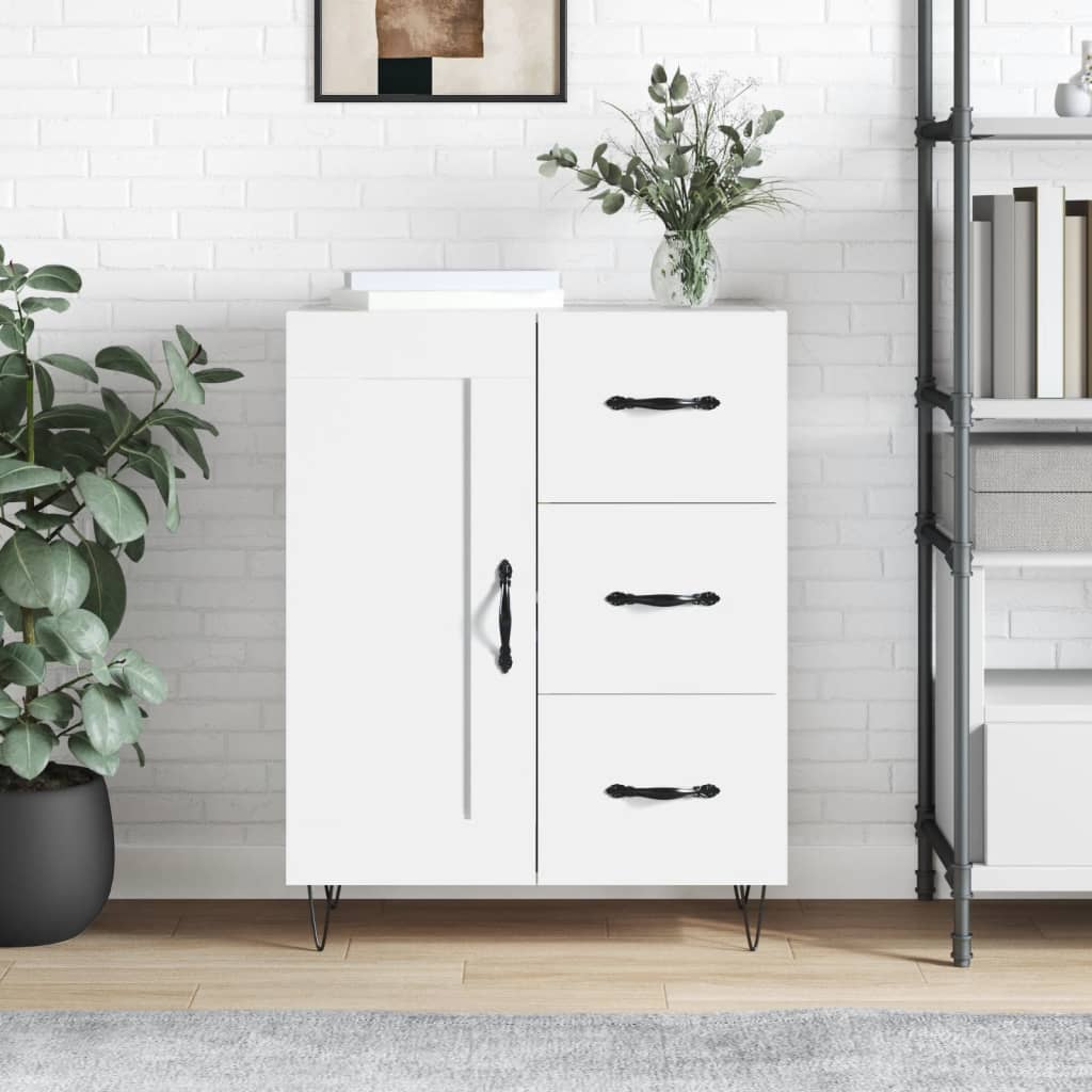 Skjenk hvit 69,5x34x90 cm konstruert tre