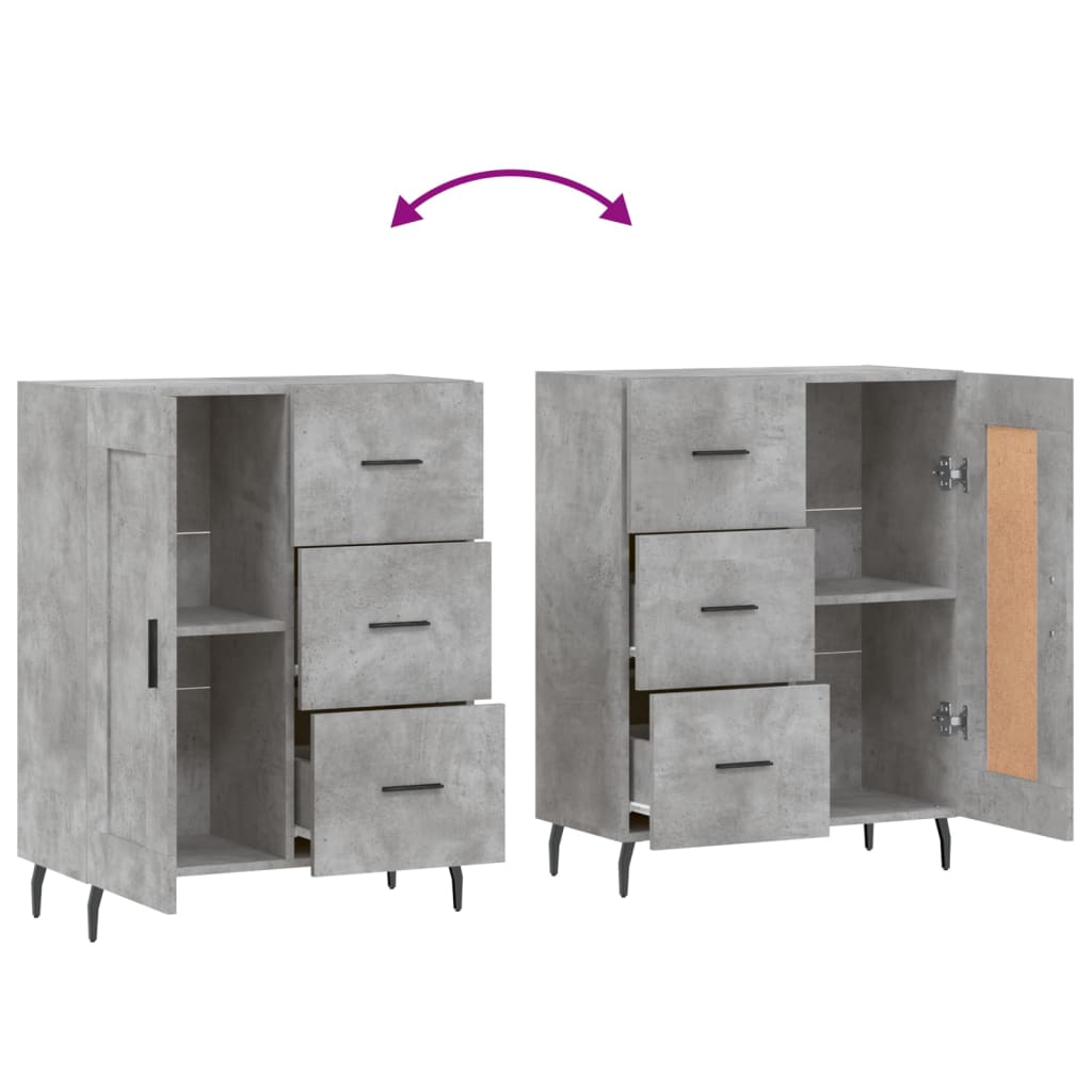 Skjenk betonggrå 69,5x34x90 cm konstruert tre vidaXL