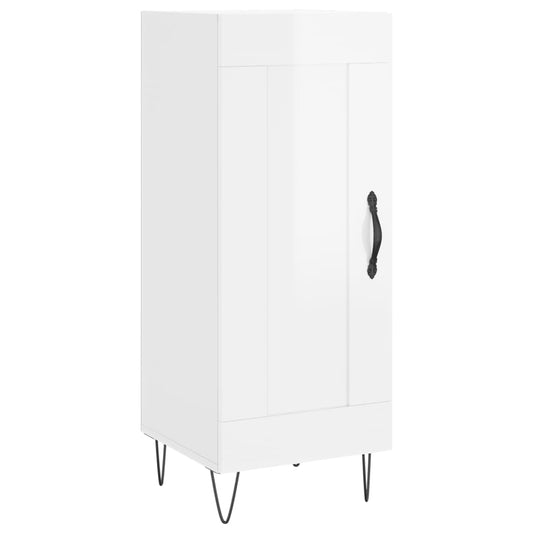 Skjenk høyglans hvit 34,5x34x90 cm konstruert tre