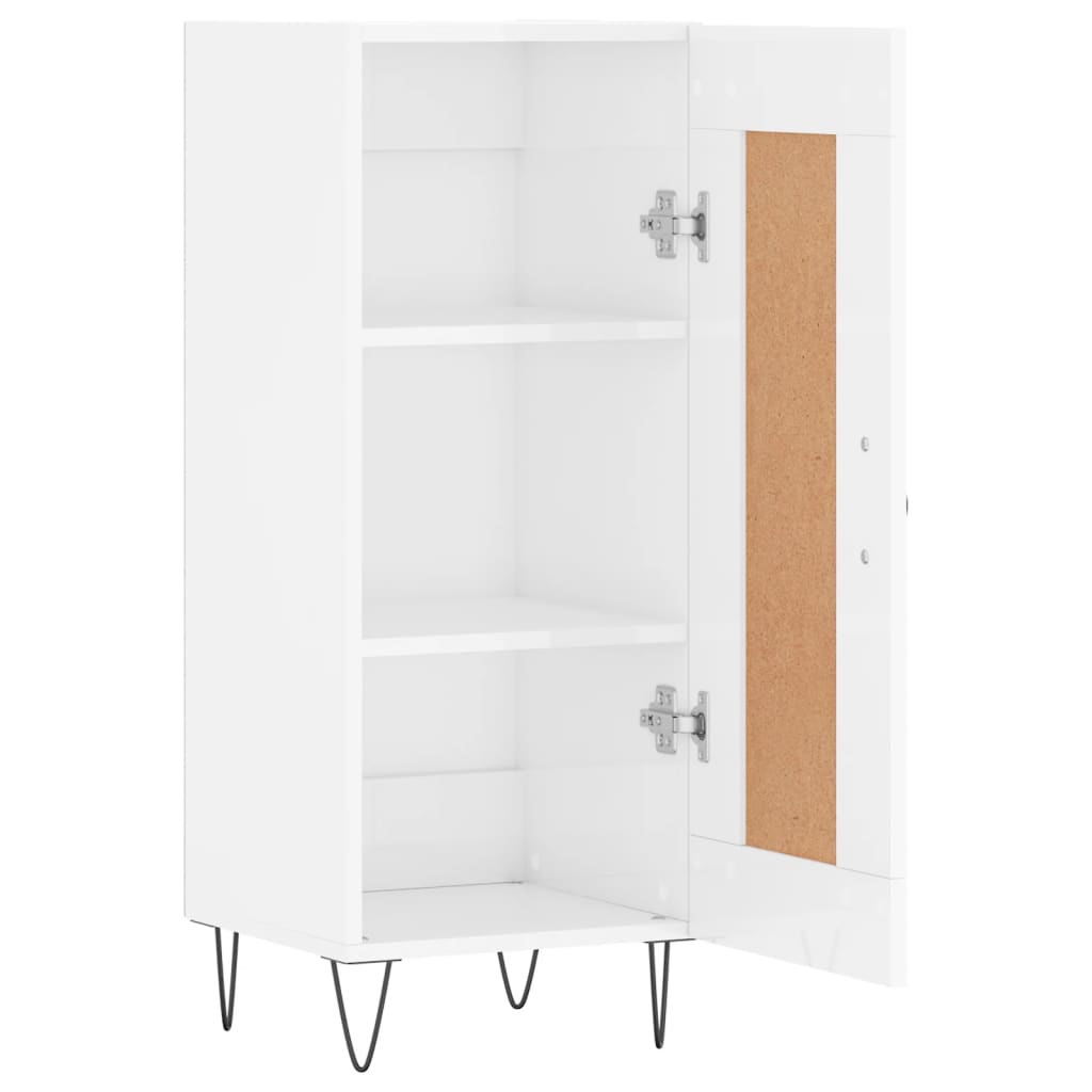 Skjenk høyglans hvit 34,5x34x90 cm konstruert tre