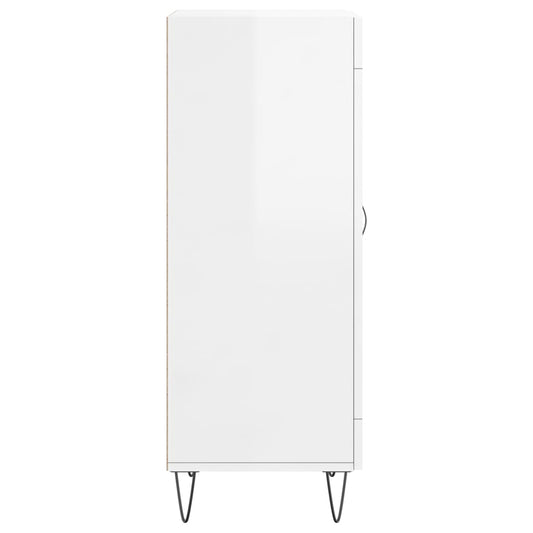 Skjenk høyglans hvit 34,5x34x90 cm konstruert tre