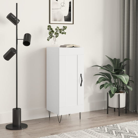 Skjenk høyglans hvit 34,5x34x90 cm konstruert tre