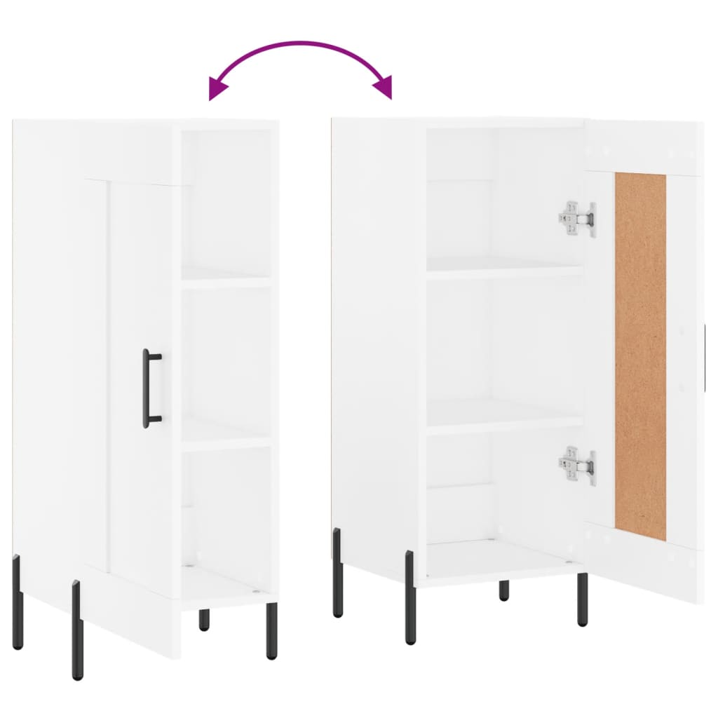 Skjenk hvit 34,5x34x90 cm konstruert tre