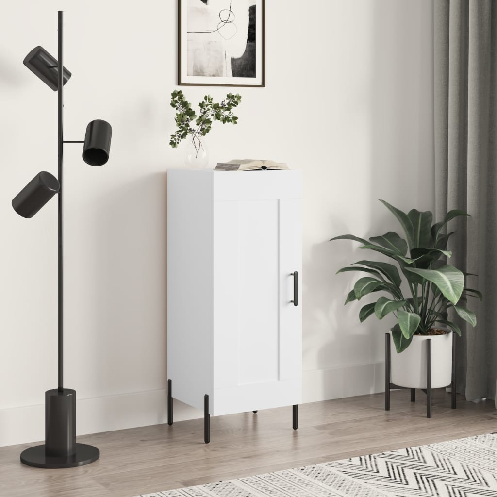 Skjenk hvit 34,5x34x90 cm konstruert tre