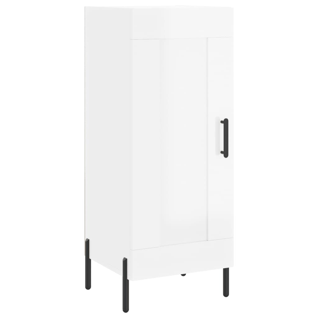 Skjenk høyglans hvit 34,5x34x90 cm konstruert tre