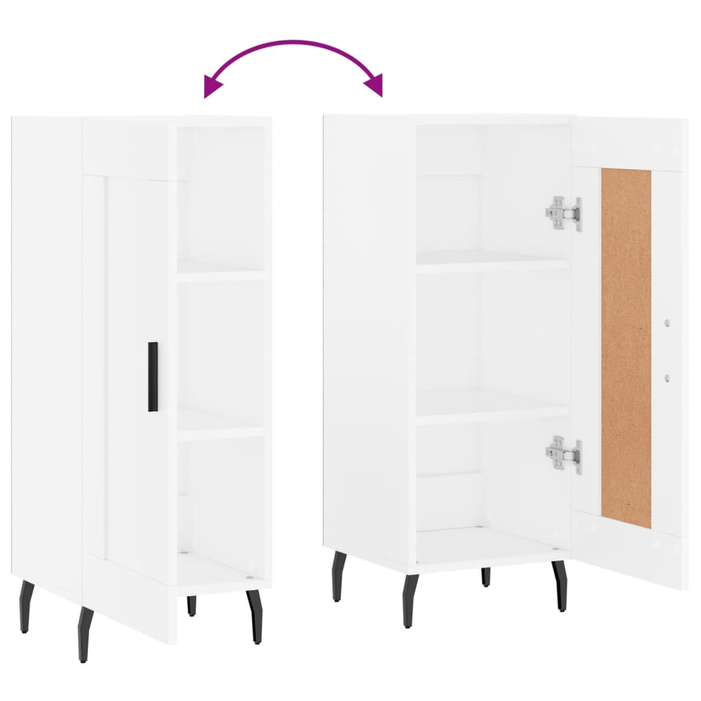 Skjenk hvit 34,5x34x90 cm konstruert tre