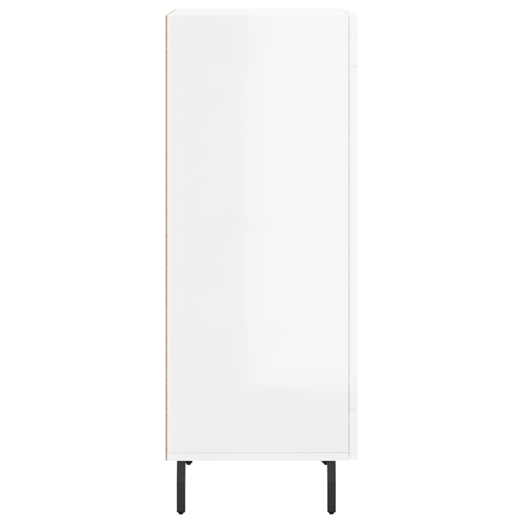 Skjenk høyglans hvit 34,5x34x90 cm konstruert tre