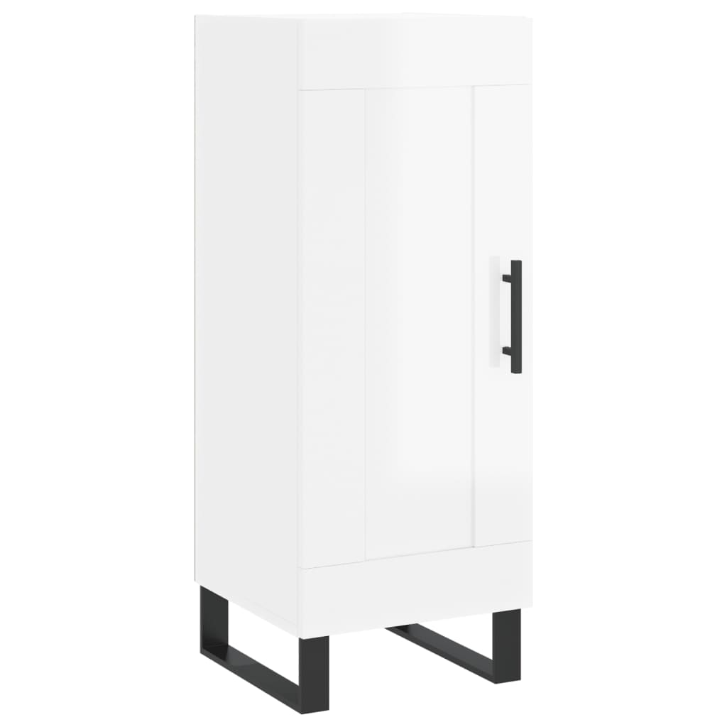 Skjenk høyglans hvit 34,5x34x90 cm konstruert tre