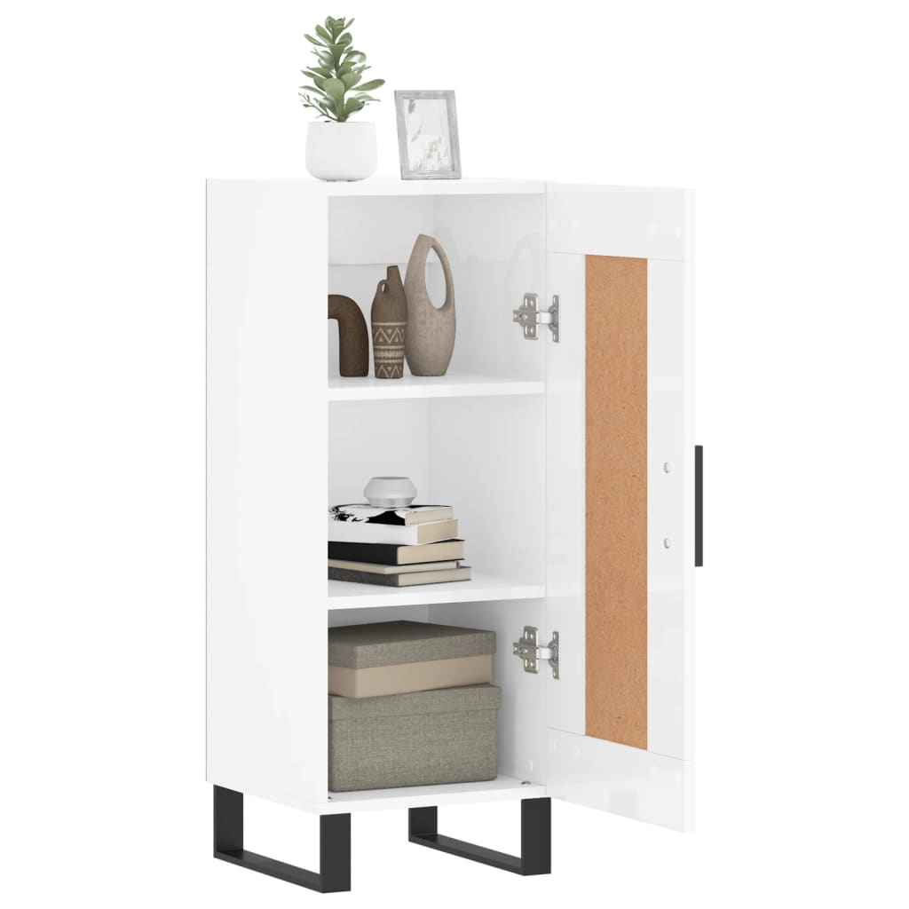 Skjenk høyglans hvit 34,5x34x90 cm konstruert tre