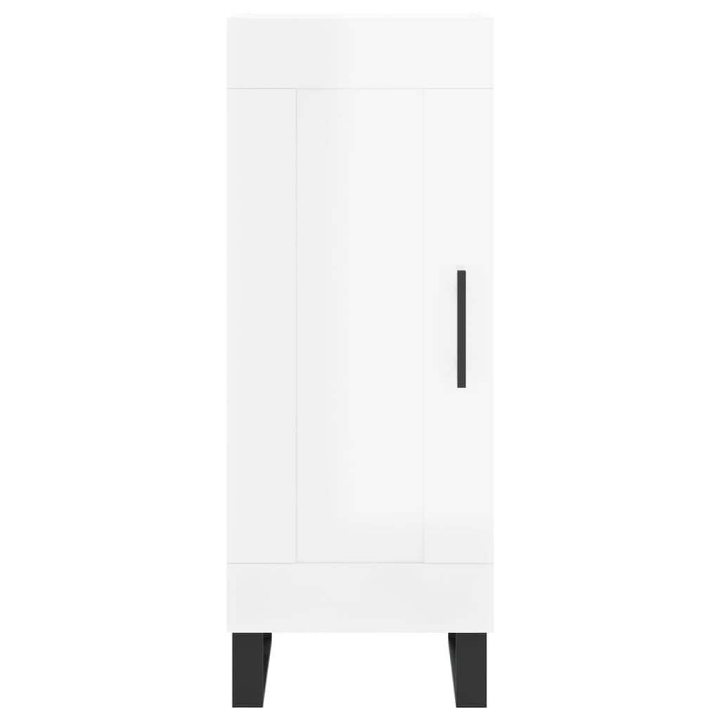 Skjenk høyglans hvit 34,5x34x90 cm konstruert tre