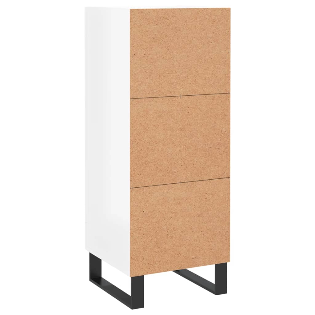 Skjenk høyglans hvit 34,5x34x90 cm konstruert tre