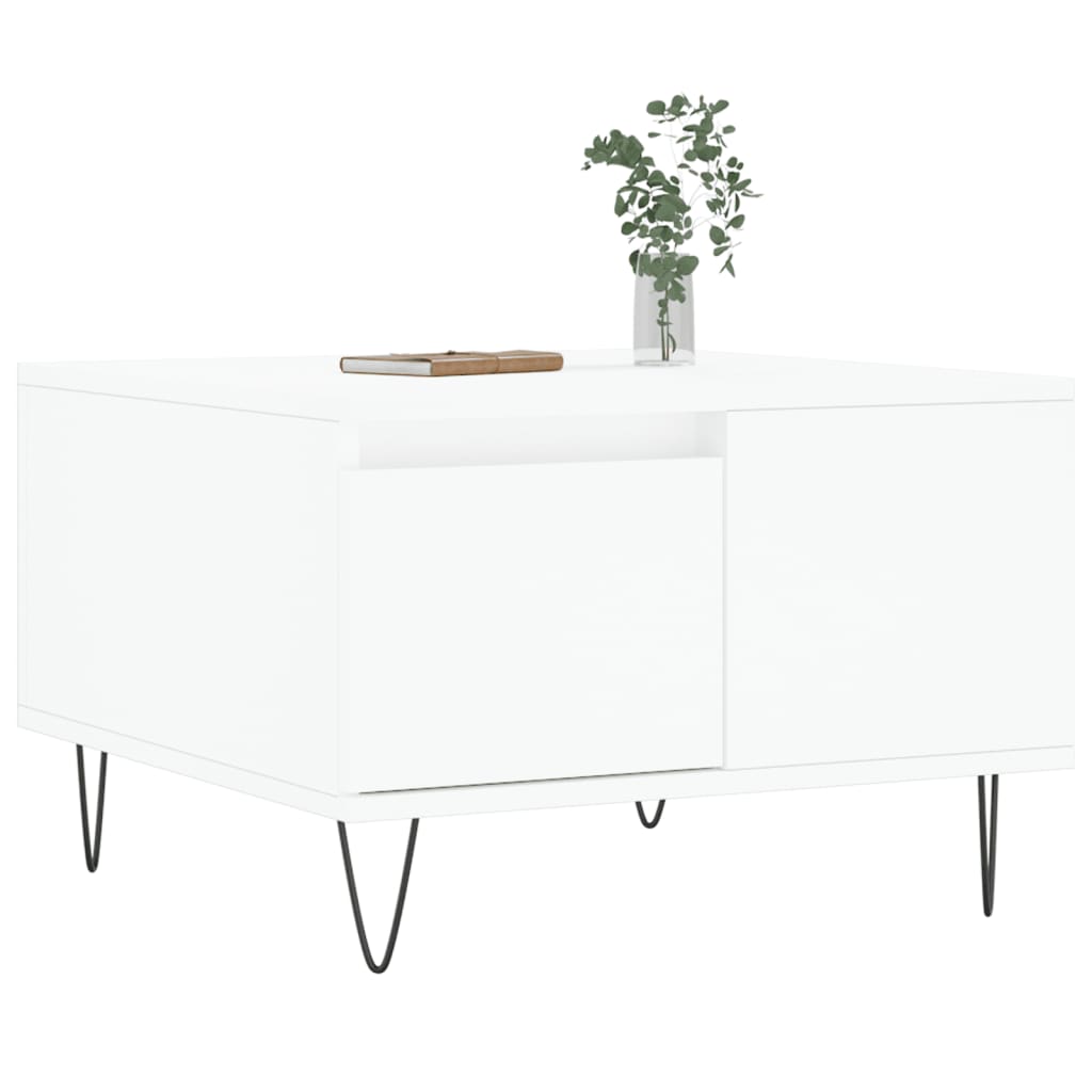 Salongbord hvit 55x55x36,5 cm konstruert tre