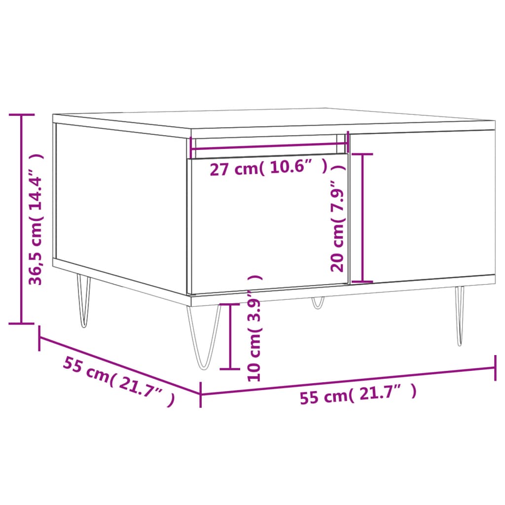 Salongbord betonggrå 55x55x36,5 cm konstruert tre