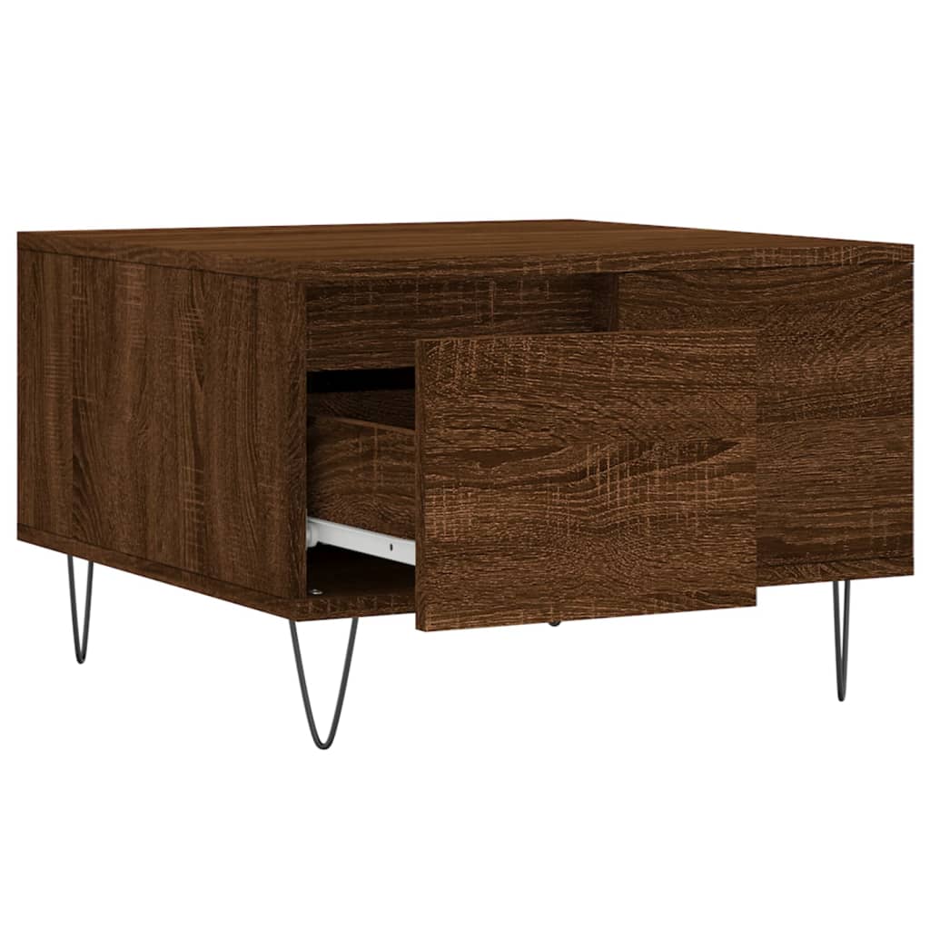 Salongbord brun eik 55x55x36,5 cm konstruert tre
