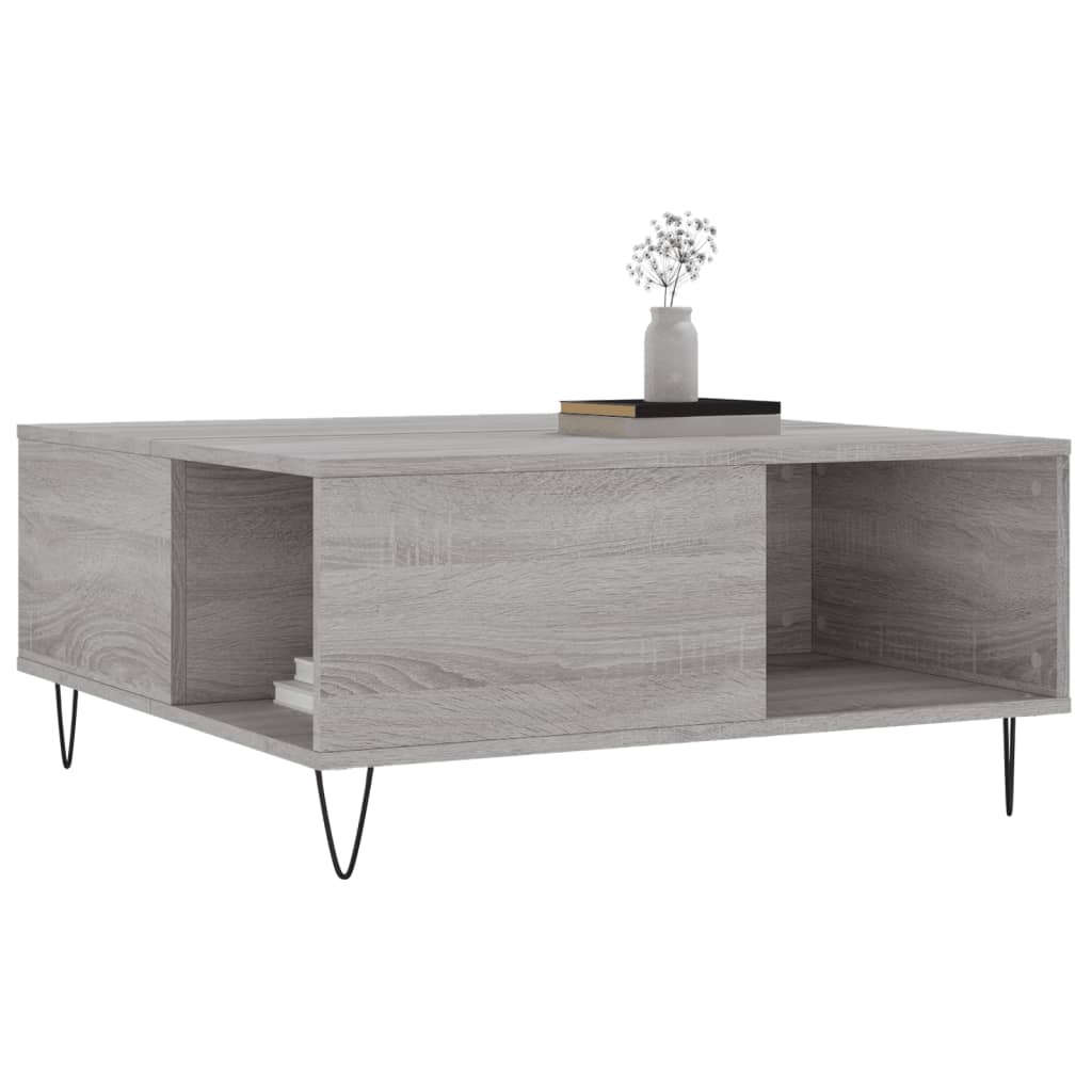 Salongbord grå sonoma 80x80x36,5 cm konstruert tre