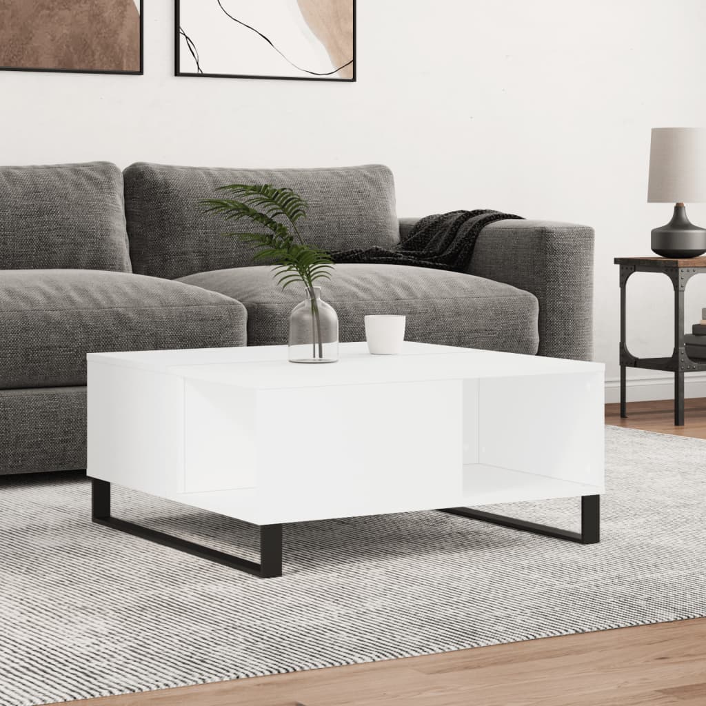 Salongbord hvit 80x80x36,5 cm konstruert tre