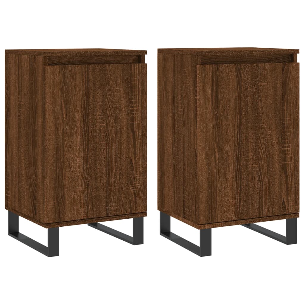 Skjenker 2 stk brun eik 40x35x70 cm konstruert tre