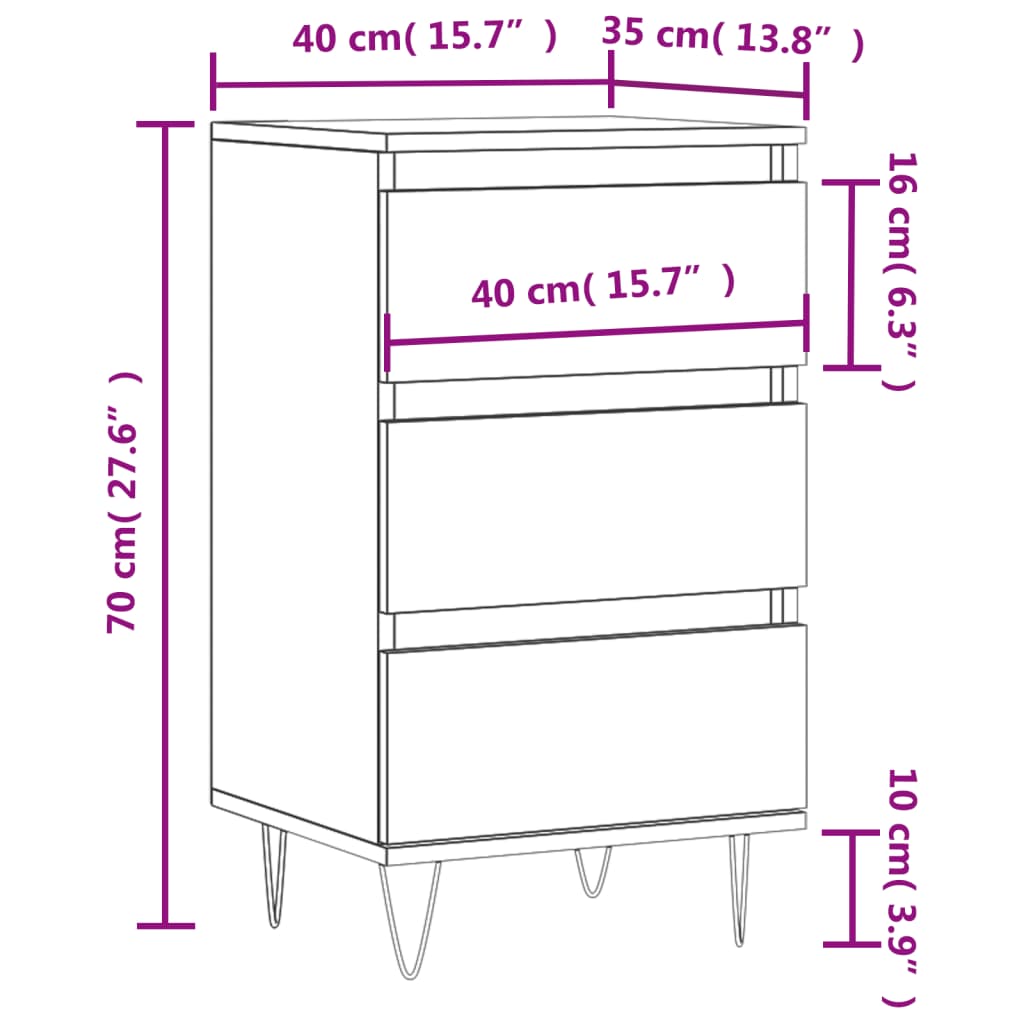 Skjenk betonggrå 40x35x70 cm konstruert tre