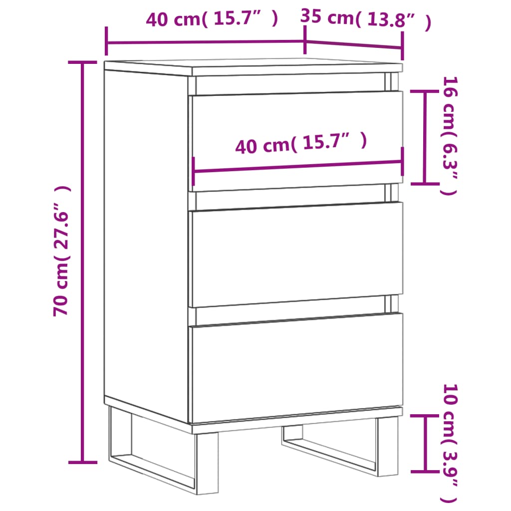 Skjenk røkt eik 40x35x70 cm konstruert tre