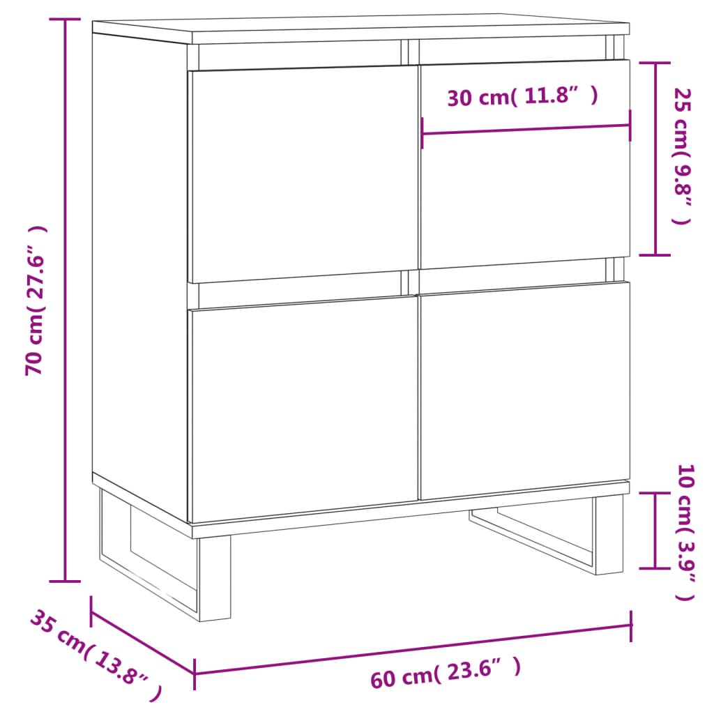 Skjenk sonoma eik 60x35x70 cm konstruert tre