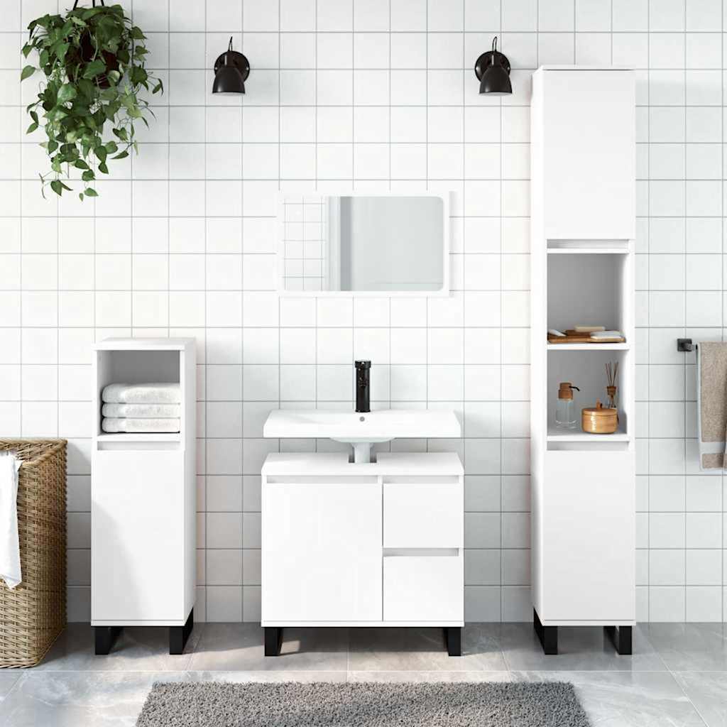 Baderomsskap hvit 65x33x60 cm konstruert tre vidaXL
