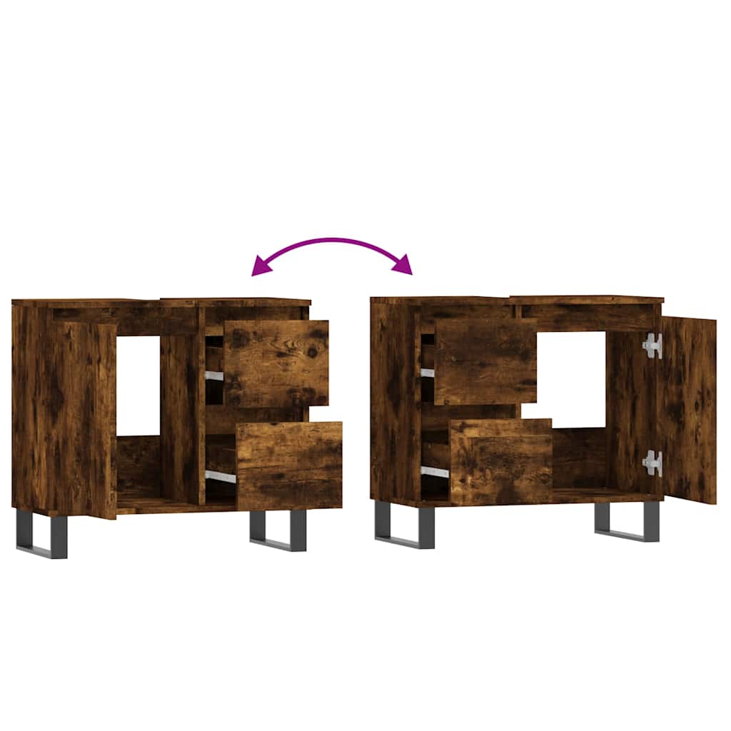 Baderomsskap røkt eik 65x33x60 cm konstruert tre