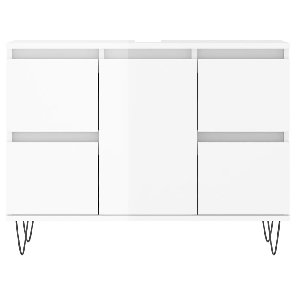 Baderomsskap høyglans hvit 80x33x60 cm konstruert tre