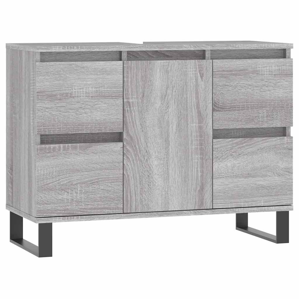 Baderomsskap grå eik 80x33x60 cm konstruert tre vidaXL