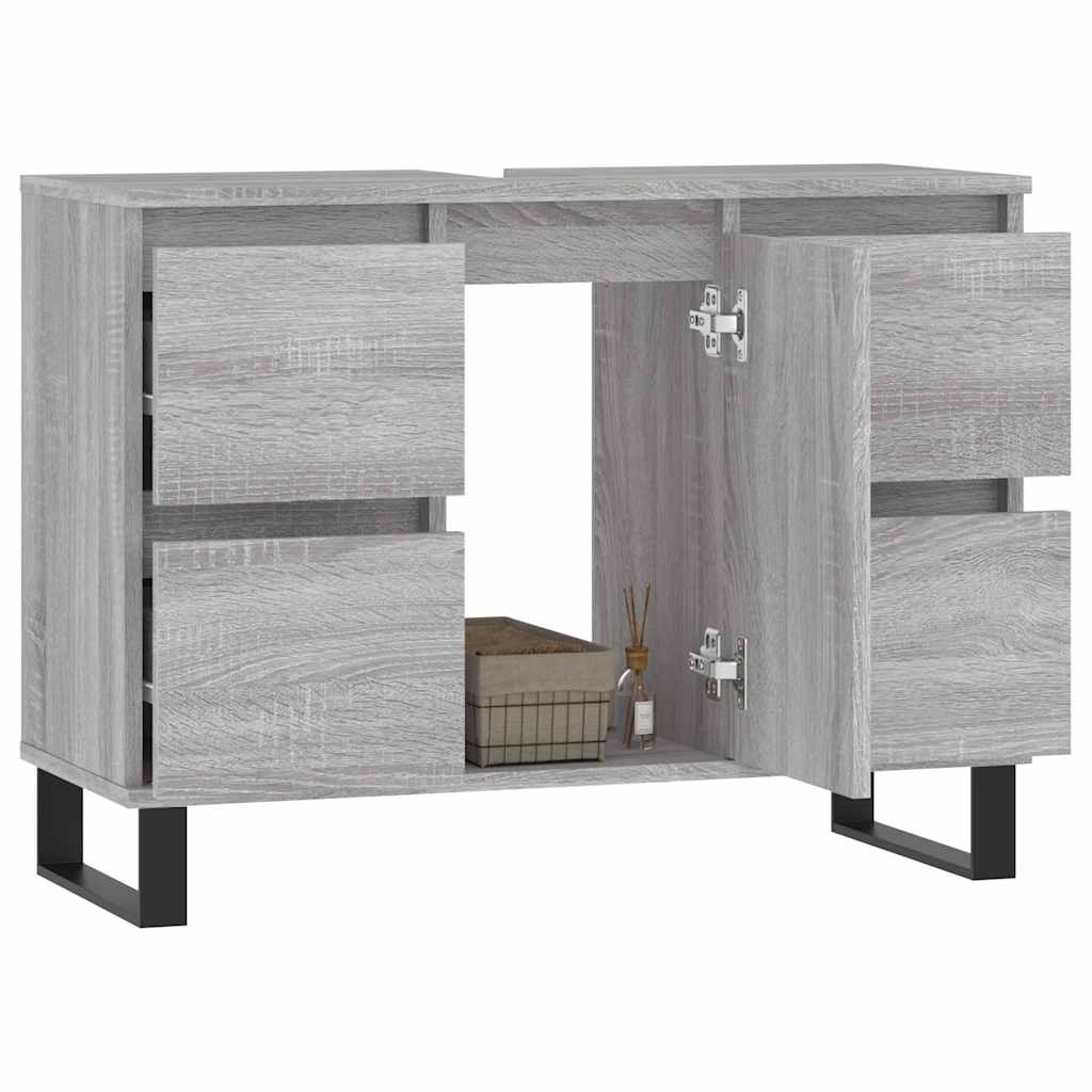 Baderomsskap grå eik 80x33x60 cm konstruert tre vidaXL