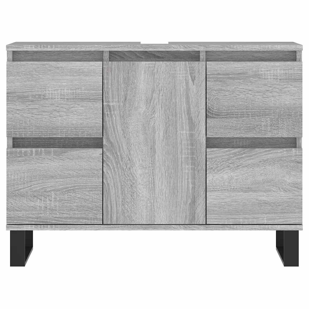 Baderomsskap grå eik 80x33x60 cm konstruert tre vidaXL
