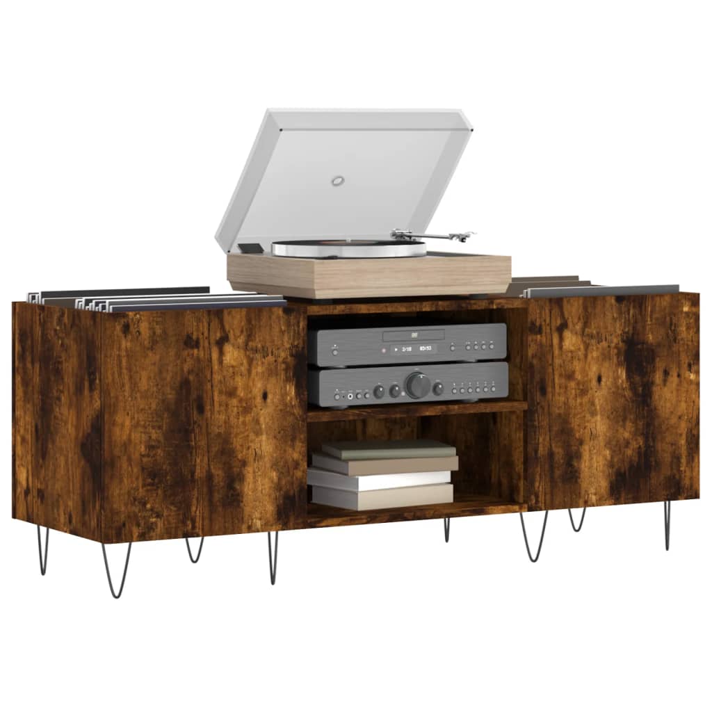 Hifi-benk røkt eik 121x38x48 cm konstruert tre
