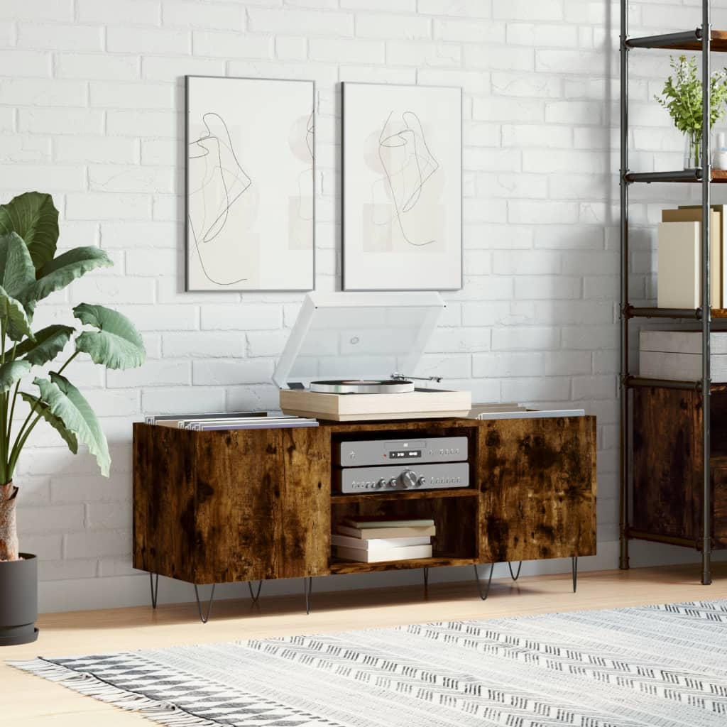 Hifi-benk røkt eik 121x38x48 cm konstruert tre