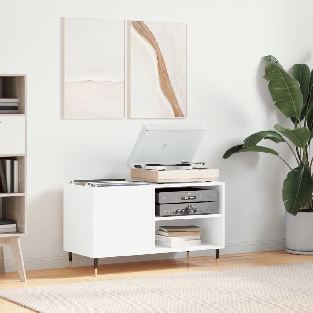 Hifi-benk hvit 85x38x48 cm konstruert tre
