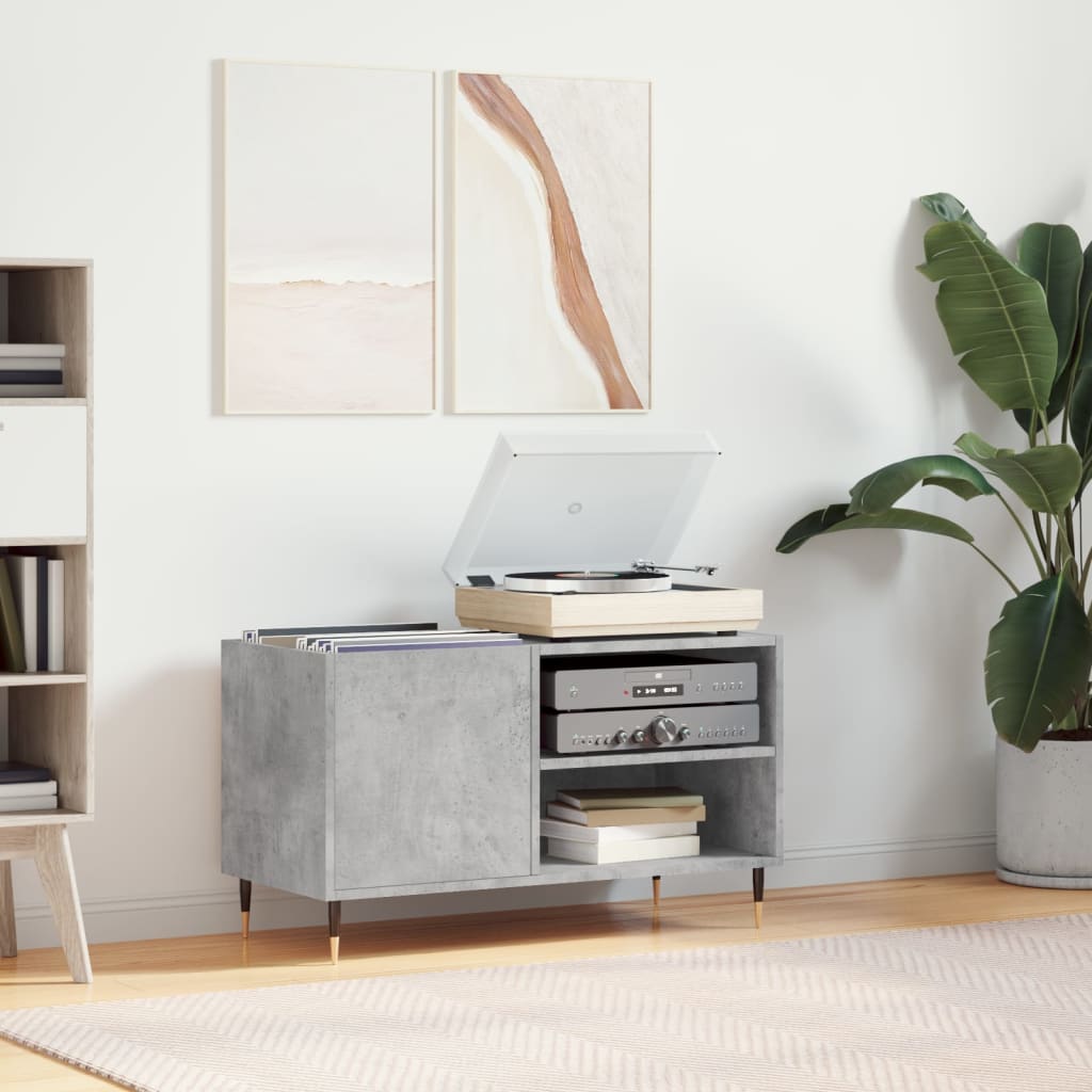 Hifi-benk betonggrå 84,5x38x48 cm konstruert tre