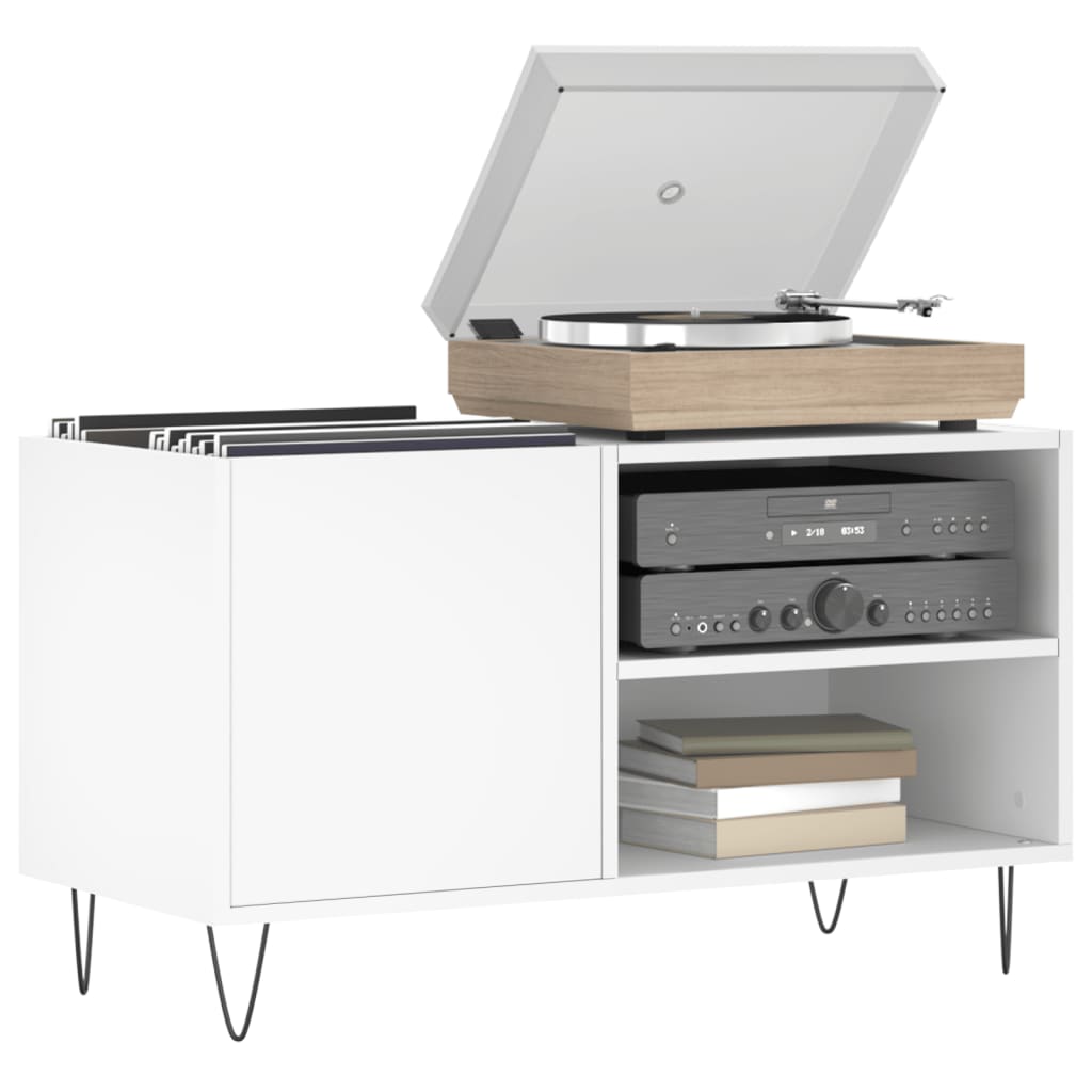 Hifi-benk hvit 85x38x48 cm konstruert tre