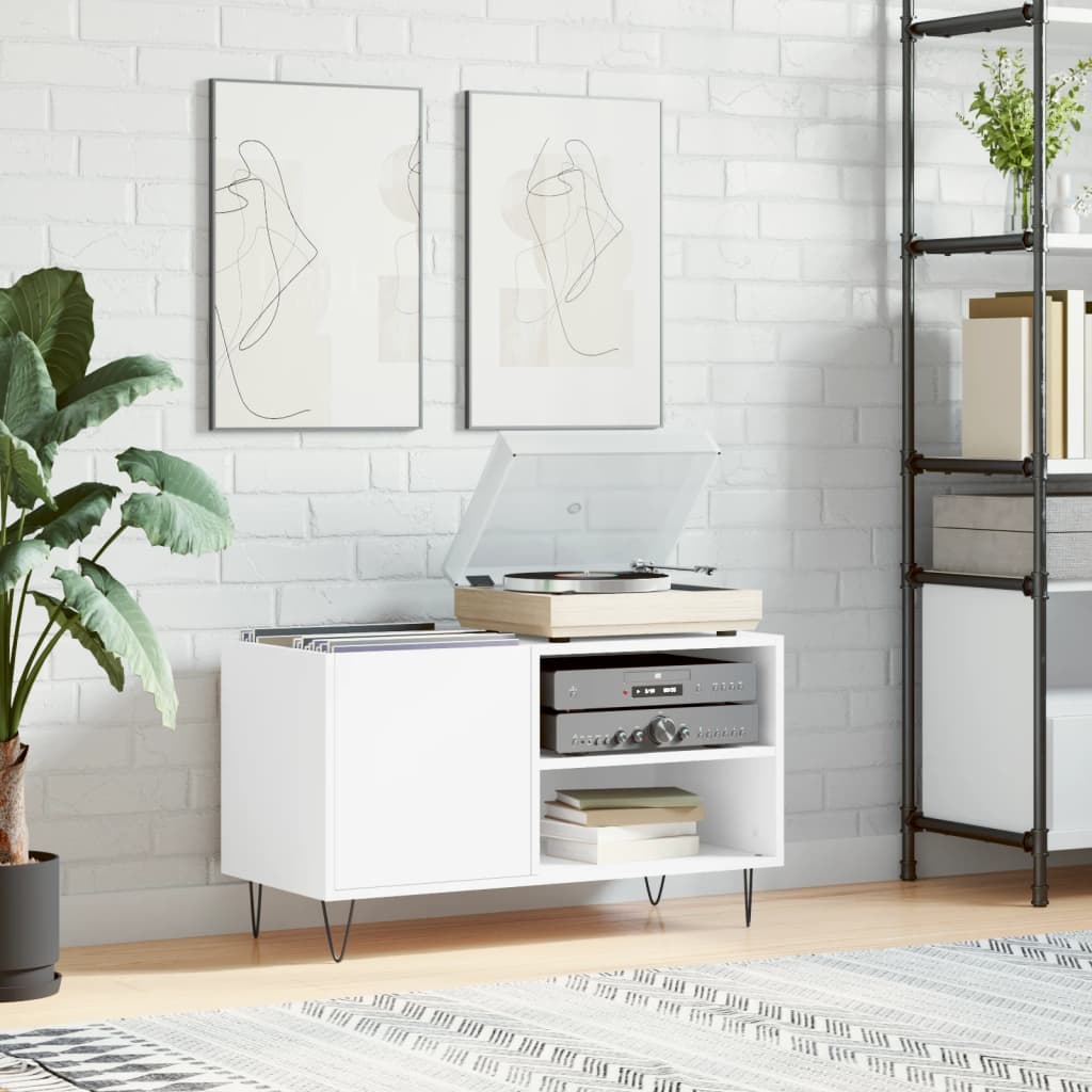 Hifi-benk hvit 85x38x48 cm konstruert tre