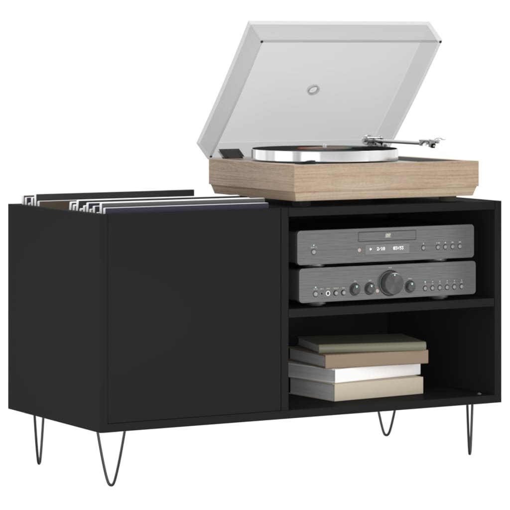 Hifi-benk svart 85x38x48 cm konstruert tre
