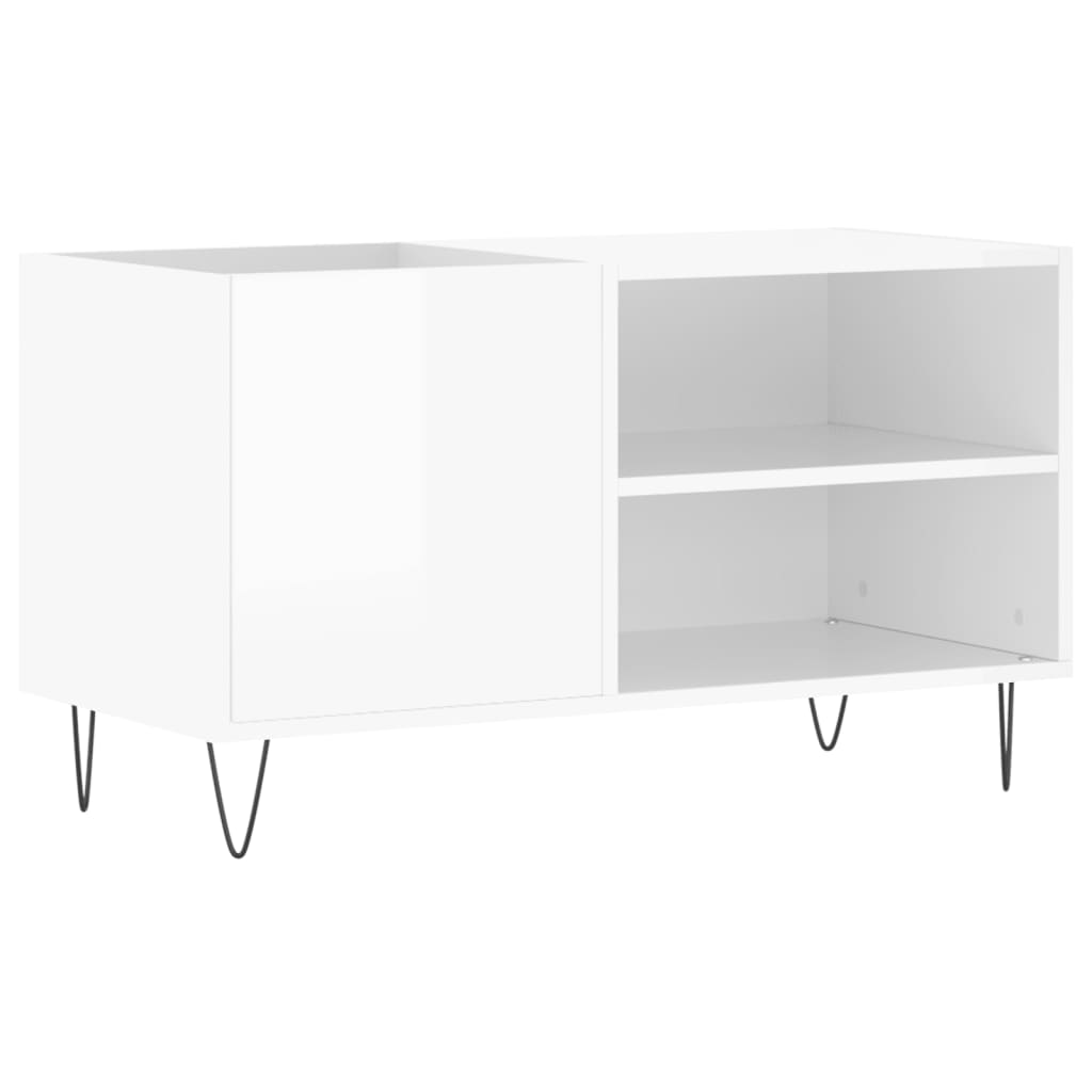 Hifi-benk høyglans hvit 85x38x48 cm konstruert tre