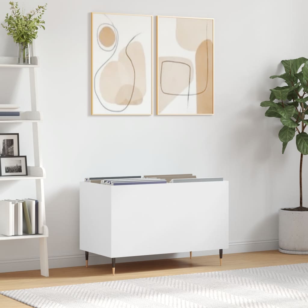 Hifi-benk hvit 74,5x38x48 cm konstruert tre