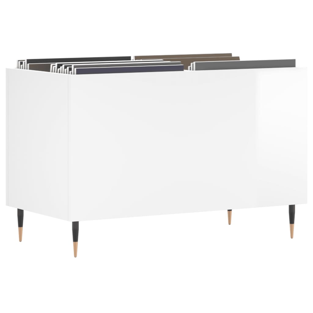 Hifi-benk høyglans hvit 74,5x38x48 cm konstruert tre
