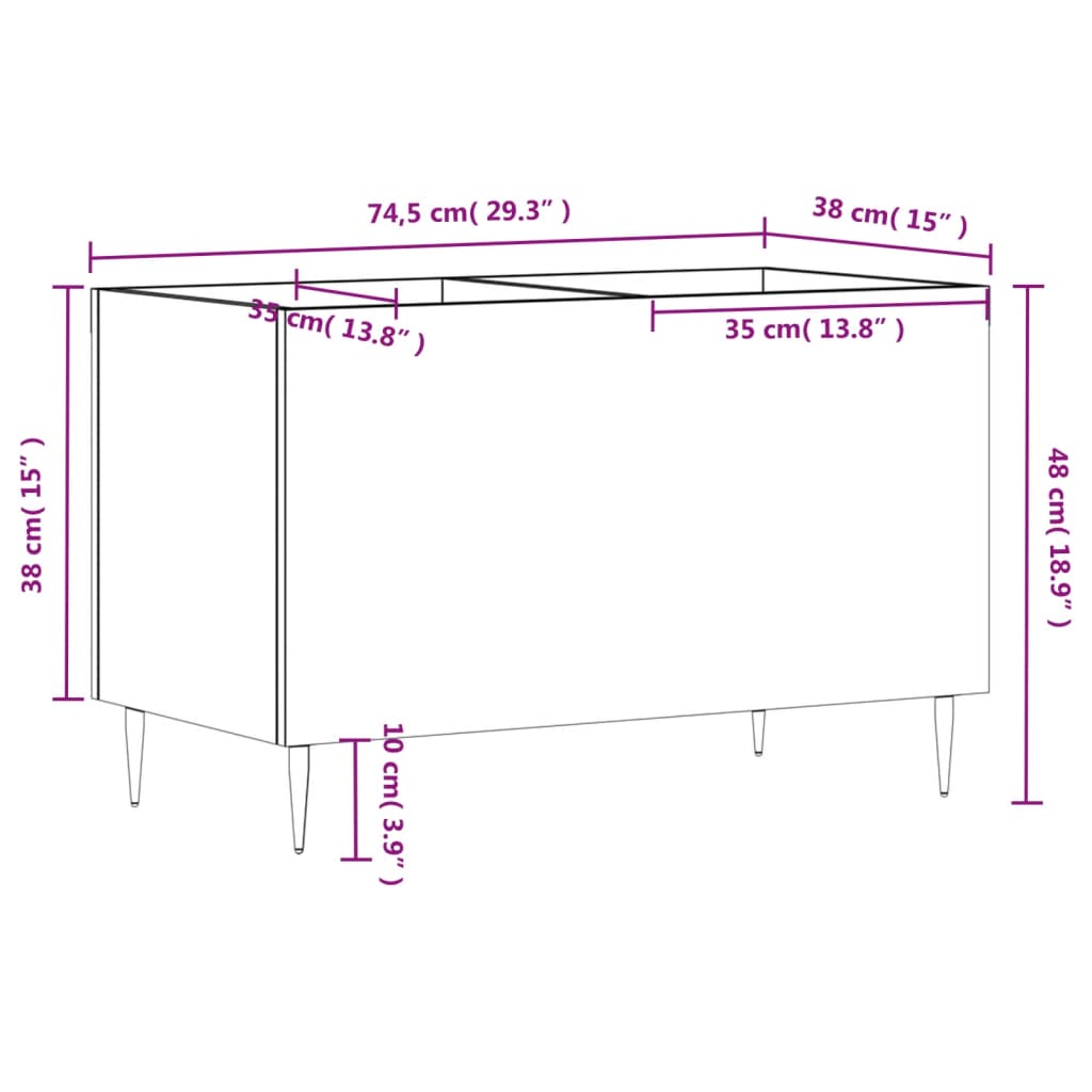 Hifi-benk grå sonoma 74,5x38x48 cm konstruert tre