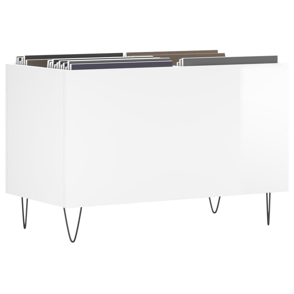 Hifi-benk høyglans hvit 74,5x38x48 cm konstruert tre