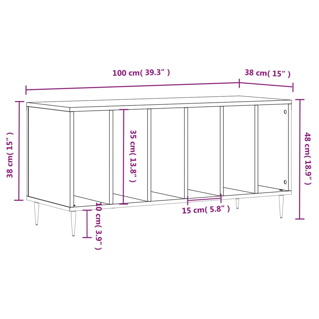 Hifi-benk hvit 100x38x48 cm konstruert tre