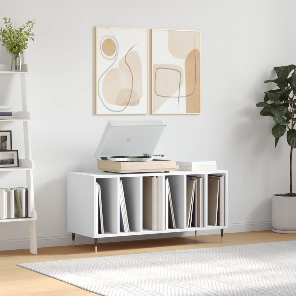 Hifi-benk hvit 100x38x48 cm konstruert tre
