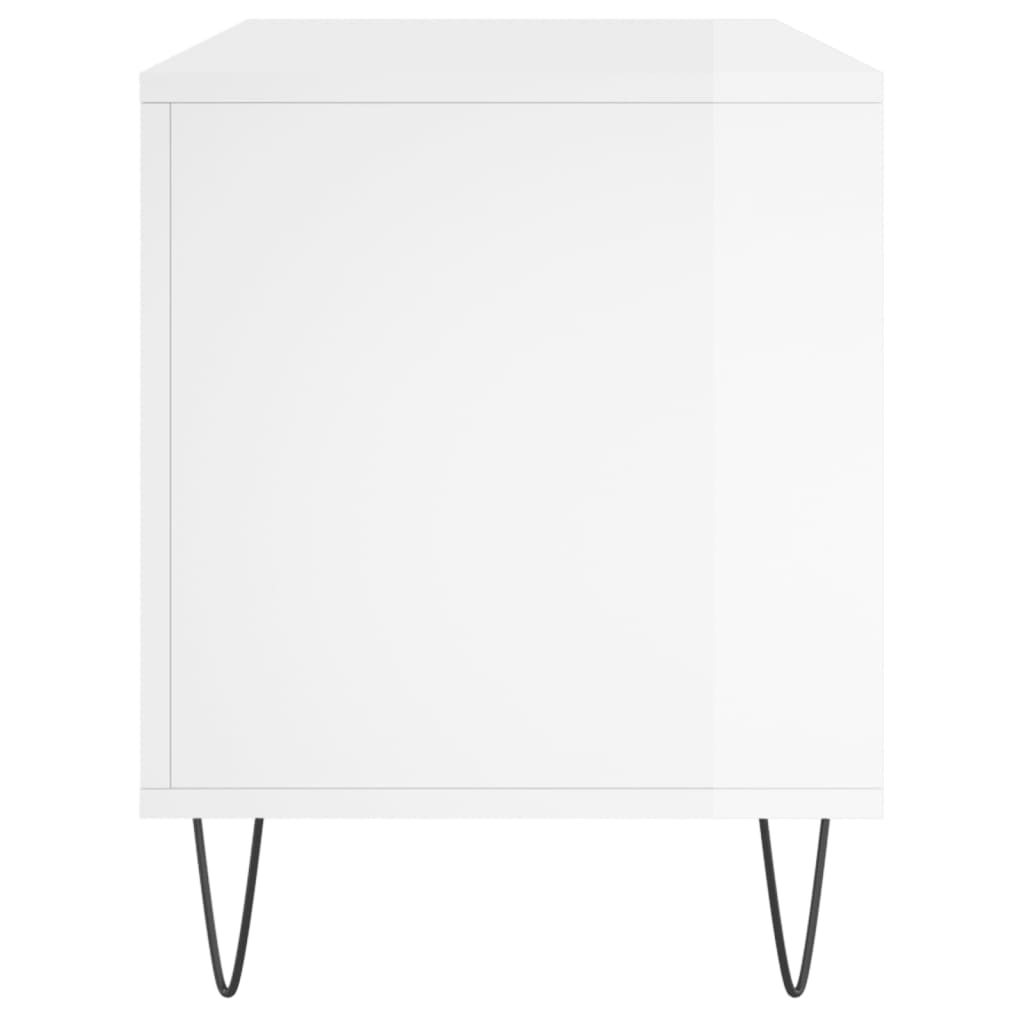 Hifi-benk høyglans hvit 100x38x48 cm konstruert tre