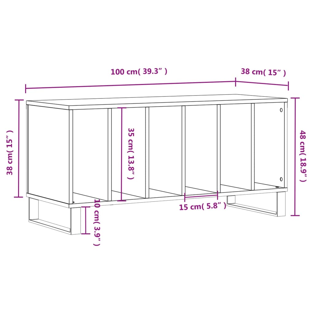Hifi-benk hvit 100x38x48 cm konstruert tre