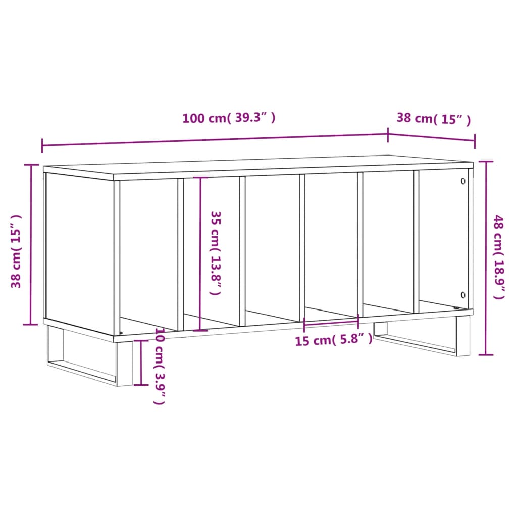 Hifi-benk sonoma eik 100x38x48 cm konstruert tre vidaXL