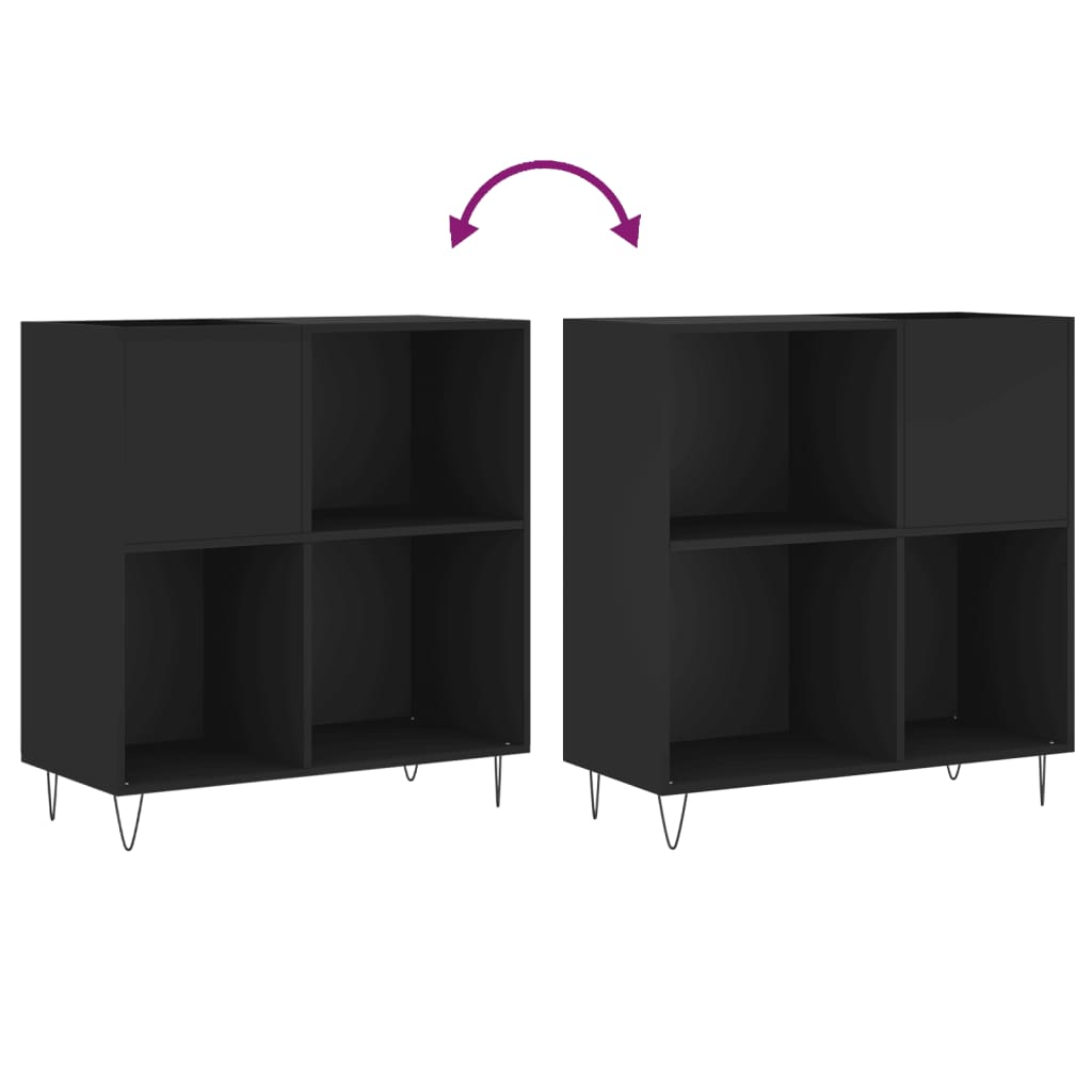 Hifi-benk svart 84,5x38x89 cm konstruert tre